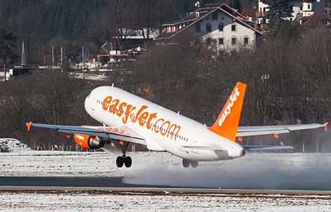 Abhebender Jet in Innsbruck