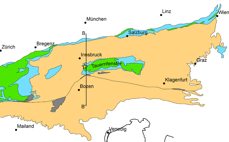 Geologische Karte zum Brennerbasistunnel