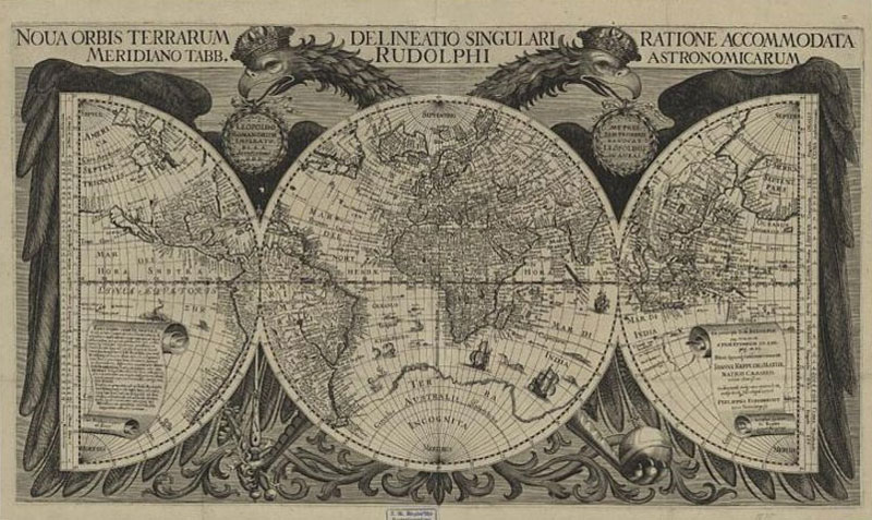 "Weltkarte" aus einem Buch des Johannes Kepler